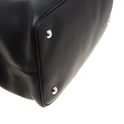 Pre Owned Prada Black Leather Medium Tote Bag