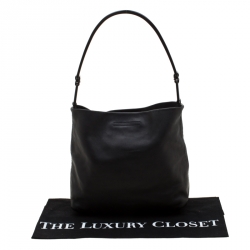 Pre Owned Prada Black Leather Hobo