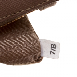 Pre Owned Prada Beige Saffiano Lux Leather Mini Double Zip Tote