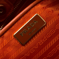Pre Owned Prada Orange Saffiano Leather Medium Lux Tote