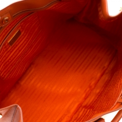 Pre Owned Prada Orange Saffiano Leather Medium Lux Tote