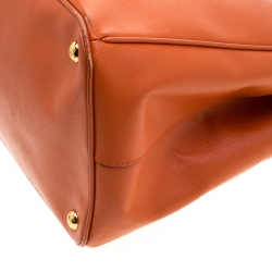 Pre Owned Prada Orange Saffiano Leather Medium Lux Tote
