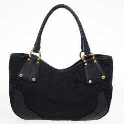 Pre Owned Prada Black Tessuto Vitello Daino Tote