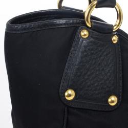 Pre Owned Prada Black Tessuto Vitello Daino Tote