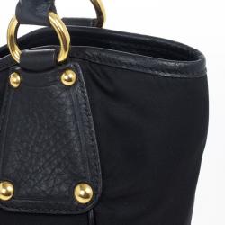 Pre Owned Prada Black Tessuto Vitello Daino Tote