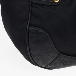 Pre Owned Prada Black Tessuto Vitello Daino Tote