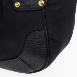 Pre Owned Prada Black Tessuto Vitello Daino Tote