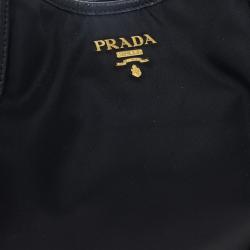 Pre Owned Prada Black Tessuto Vitello Daino Tote