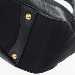 Pre Owned Prada Black Tessuto Vitello Daino Tote