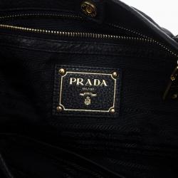 Pre Owned Prada Black Tessuto Vitello Daino Tote