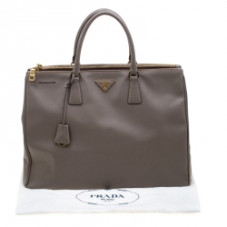 Pre Owned Prada Grey Saffiano Lux Leather Large Gardener's Tote