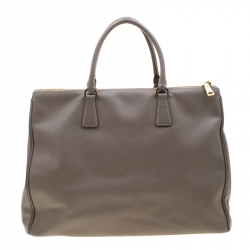 Pre Owned Prada Grey Saffiano Lux Leather Large Gardener's Tote