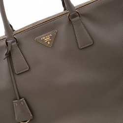 Pre Owned Prada Grey Saffiano Lux Leather Large Gardener's Tote
