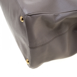 Pre Owned Prada Grey Saffiano Lux Leather Large Gardener's Tote