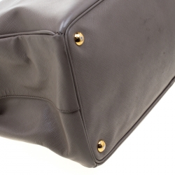 Pre Owned Prada Grey Saffiano Lux Leather Large Gardener's Tote