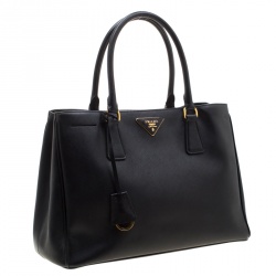 Pre Owned Prada Black Saffiano Lux Leather Gardener's Tote