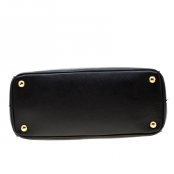 Pre Owned Prada Black Saffiano Lux Leather Small Double Zip Tote