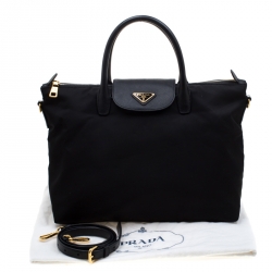 Pre Owned Prada Black Nylon And Saffiano Leather Tote