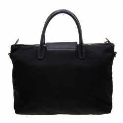 Pre Owned Prada Black Nylon And Saffiano Leather Tote