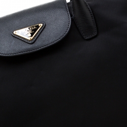Pre Owned Prada Black Nylon And Saffiano Leather Tote