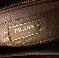 Pre Owned Prada Blush Pink Saffiano Lux Leather Mini Double Zip Top Handle Bag
