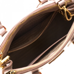 Pre Owned Prada Blush Pink Saffiano Lux Leather Mini Double Zip Top Handle Bag