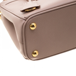 Pre Owned Prada Blush Pink Saffiano Lux Leather Mini Double Zip Top Handle Bag