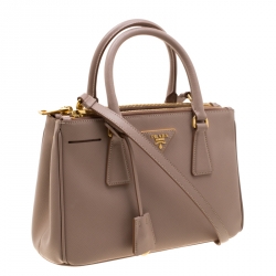 Pre Owned Prada Blush Pink Saffiano Lux Leather Mini Double Zip Top Handle Bag