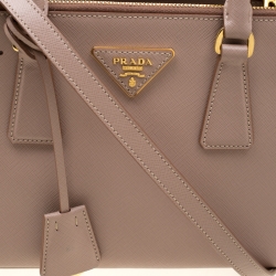 Pre Owned Prada Blush Pink Saffiano Lux Leather Mini Double Zip Top Handle Bag