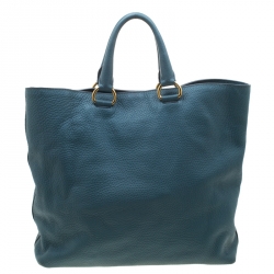 Pre Owned Prada Pale Blue Leather Vitello Daino Tote