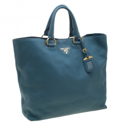 Pre Owned Prada Pale Blue Leather Vitello Daino Tote