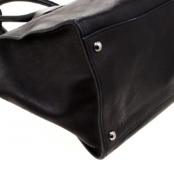 Pre Owned Prada Black Leather Twin Pocket Double Handle Tote