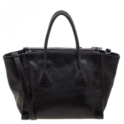 Pre Owned Prada Black Leather Twin Pocket Double Handle Tote