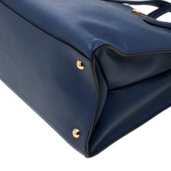Pre Owned Prada Navy Blue Saffiano Soft Leather Tote