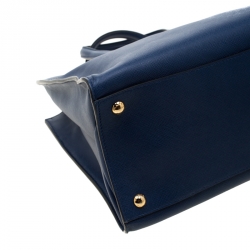 Pre Owned Prada Navy Blue Saffiano Soft Leather Tote