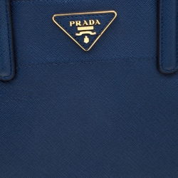 Pre Owned Prada Navy Blue Saffiano Soft Leather Tote
