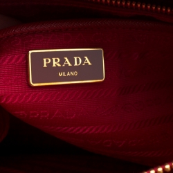 Pre Owned Prada Red Saffiano Lux Leather Parabole Tote