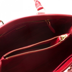 Pre Owned Prada Red Saffiano Lux Leather Parabole Tote
