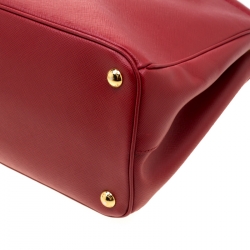 Pre Owned Prada Red Saffiano Lux Leather Parabole Tote