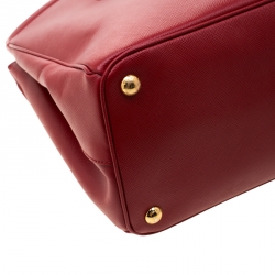Pre Owned Prada Red Saffiano Lux Leather Parabole Tote
