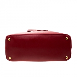 Pre Owned Prada Red Saffiano Lux Leather Parabole Tote