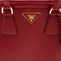 Pre Owned Prada Red Saffiano Lux Leather Parabole Tote