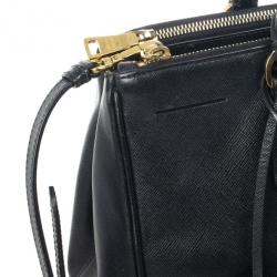 Pre Owned Prada Black Saffiano Lux Double-zip Tote Bag