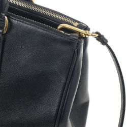 Pre Owned Prada Black Saffiano Lux Double-zip Tote Bag