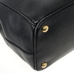 Pre Owned Prada Black Saffiano Lux Double-zip Tote Bag