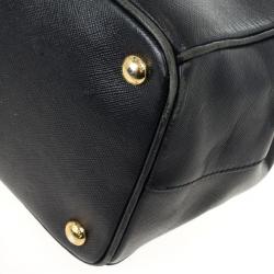 Pre Owned Prada Black Saffiano Lux Double-zip Tote Bag