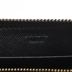 Pre Owned Prada Black Saffiano Lux Leather Zip Around Wallet