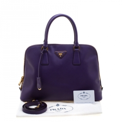 Pre Owned Prada Purple Saffiano Lux Leather Medium Promenade Tote