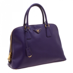 Pre Owned Prada Purple Saffiano Lux Leather Medium Promenade Tote