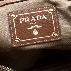 Pre Owned Prada Brown Canvas and leather  Jacquard Logo Hobo